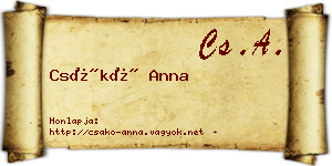 Csákó Anna névjegykártya
